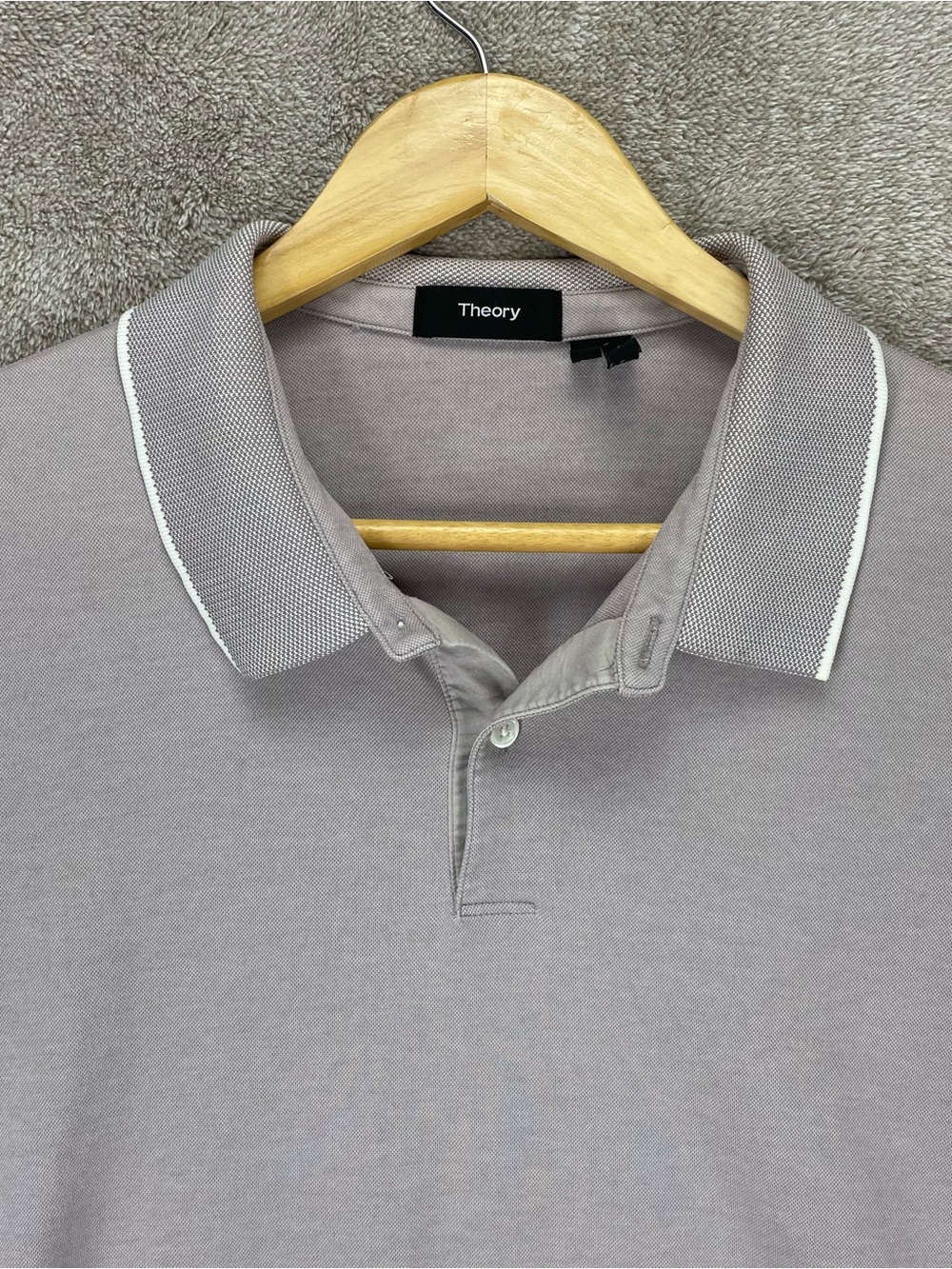 Theory Polo Shirt Men’s XL Muted Lavender Purple Pima Cotton Performance Knit
